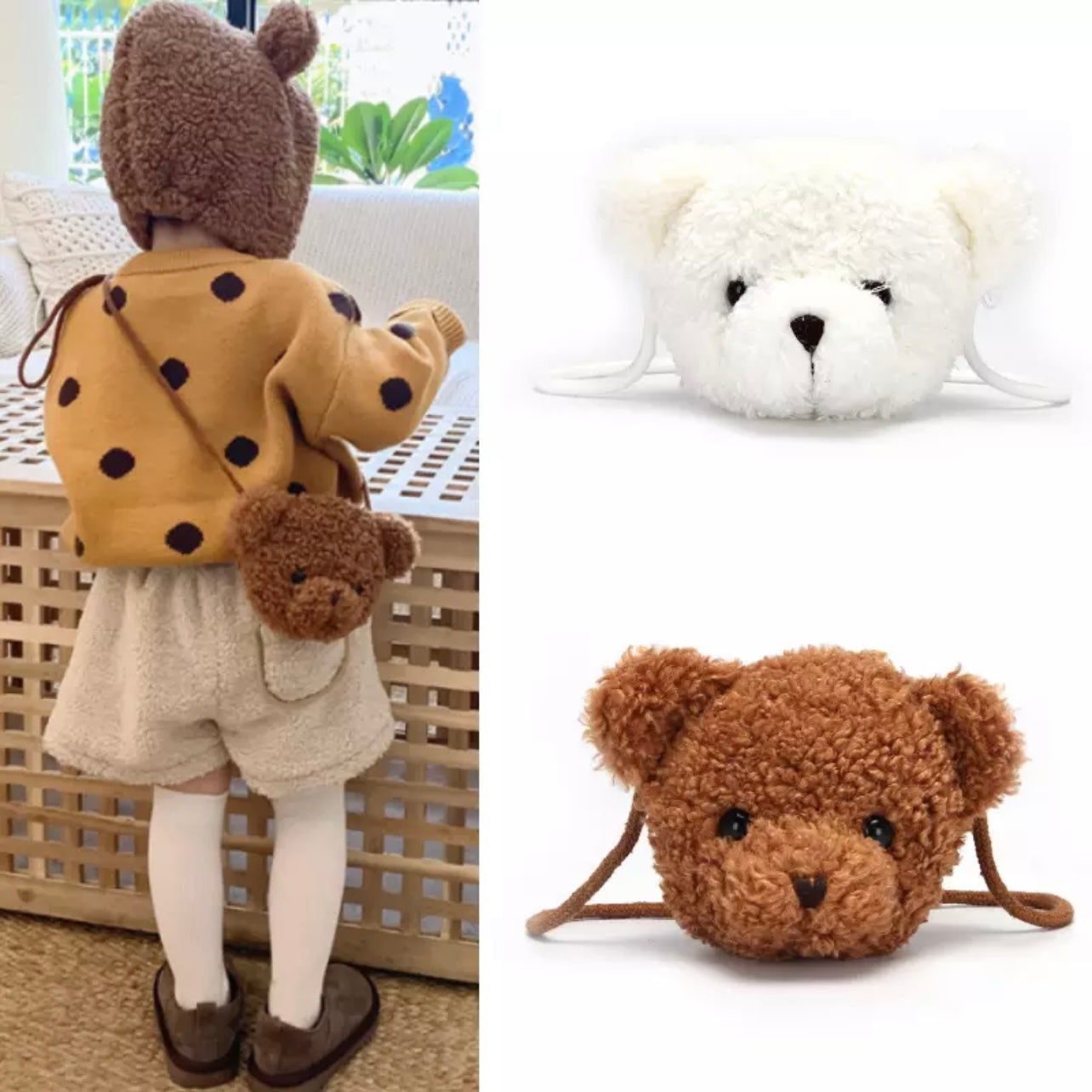 Mayoral Younger Girls Beige Teddy Bear Bag | Junior Couture